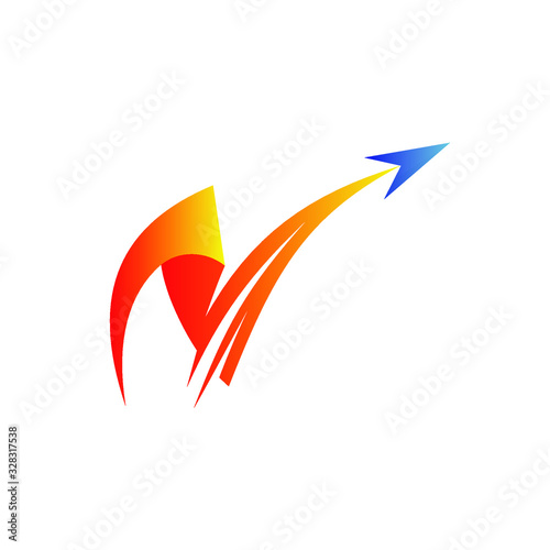 Free Download Letter N with arrow logo design - GFXLoad