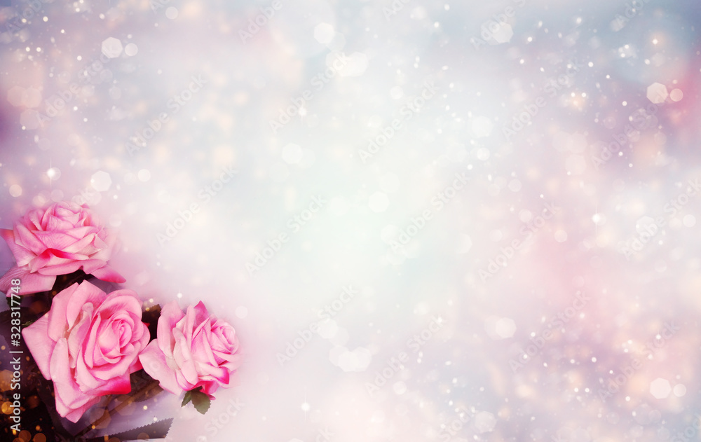 spring background of flowering roses and leaves spring background of flowering roses and leaves