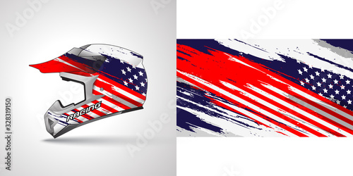 Racing helmet wrap decal and vinyl sticker design illustration.