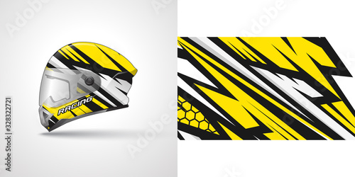 Racing helmet wrap decal and vinyl sticker design illustration.