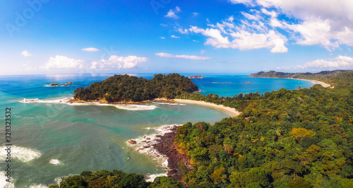 Aerial view of a beach in the Manuel Antonio National Park, Costa Rica