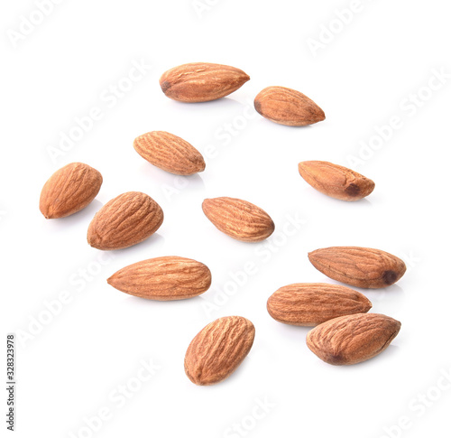  Almonds isolated on white background