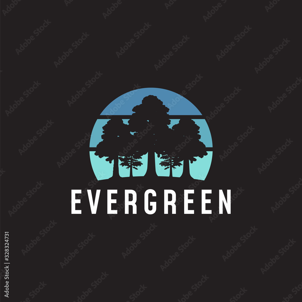 Tree Evergreen logo design illustration