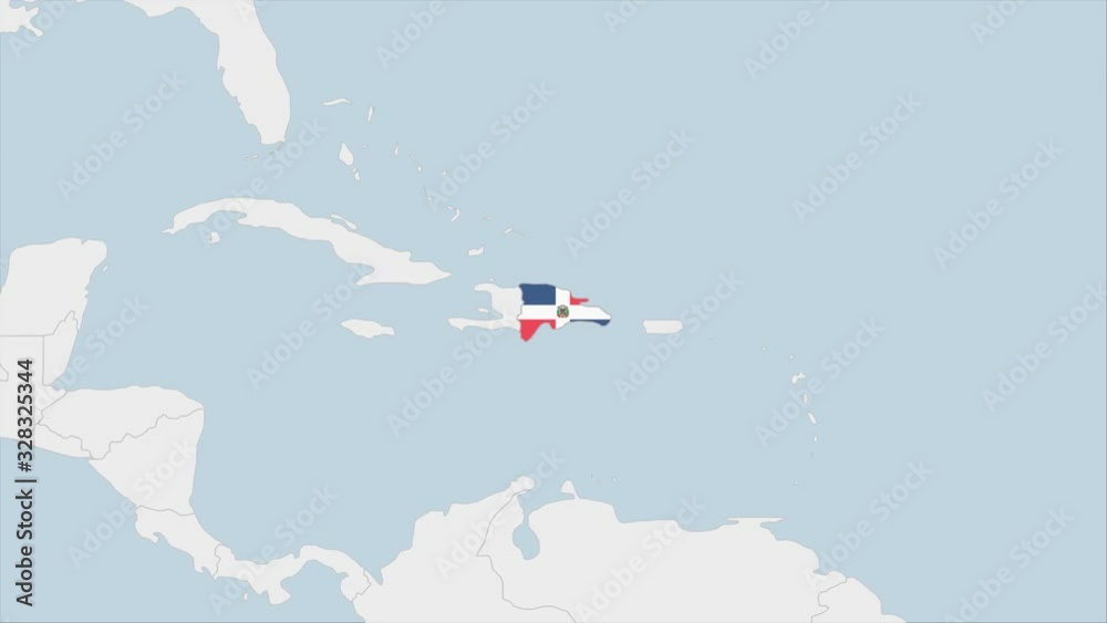 Dominican Republic map highlighted in Dominican Republic flag colors ...