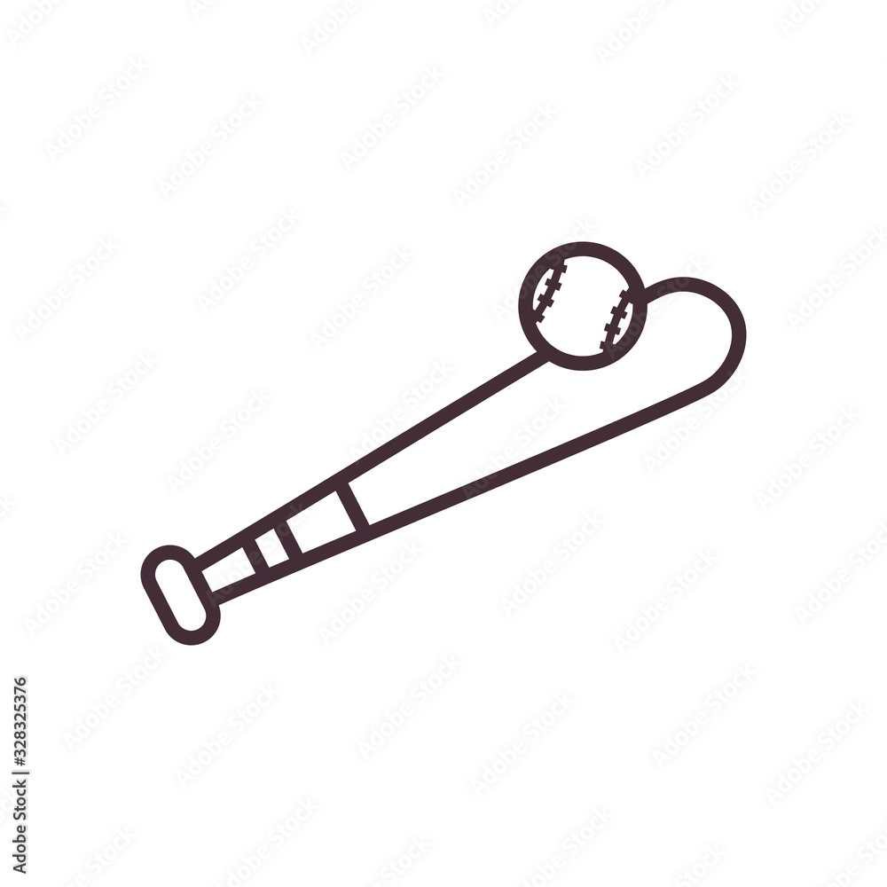 Isolated stick and ball of baseball sport line style icon vector design Isolated stick and ball of baseball sport line style icon vector design
