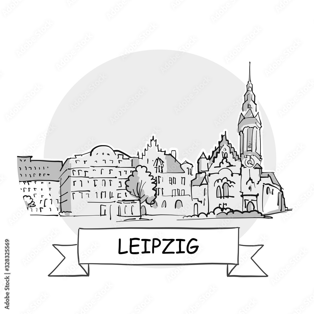 Obraz premium Leipzig hand-drawn urban vector sign