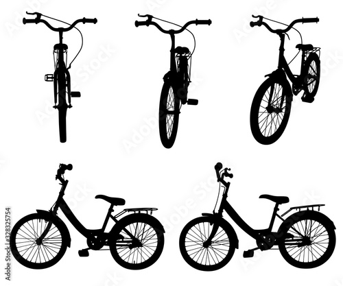Set of different bicycles isolated on white