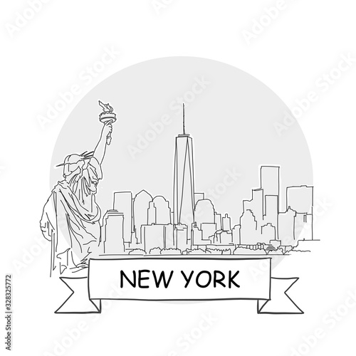 New York hand-drawn urban vector sign