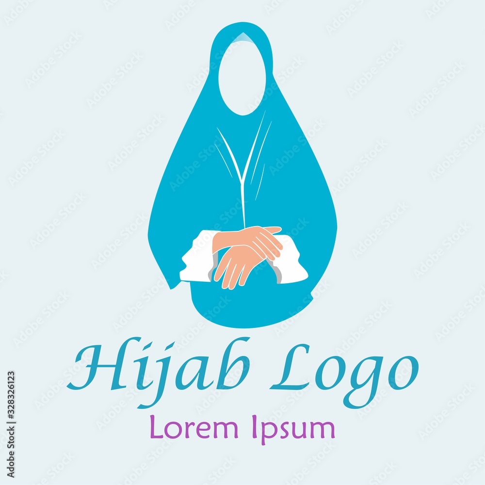 Feminine fashion blue hijab logo template