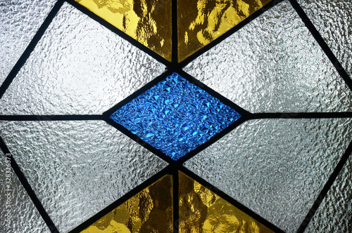 Beautiful colorful stained glass window detail and texture