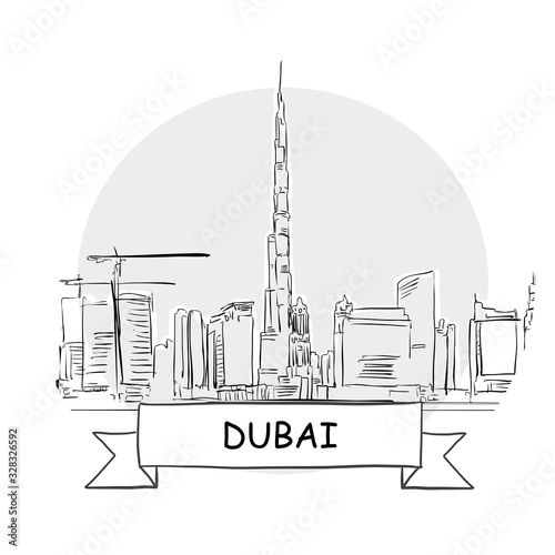 Dubai hand-drawn urban vector sign