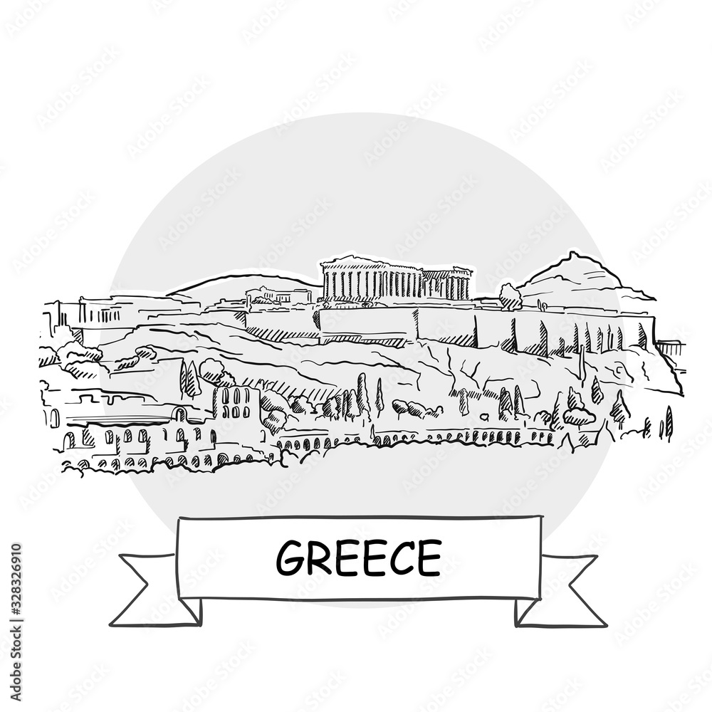 Greece hand-drawn urban vector sign