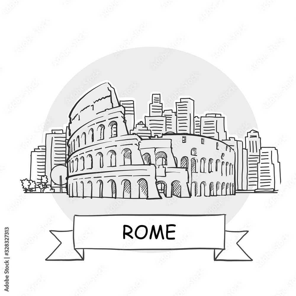 Rome hand-drawn urban vector sign