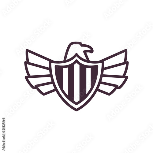 usa eagle with flag shield line style icon vector design