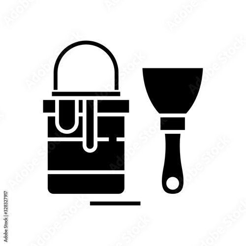 Repair brushes black icon, concept illustration, vector flat symbol, glyph sign.