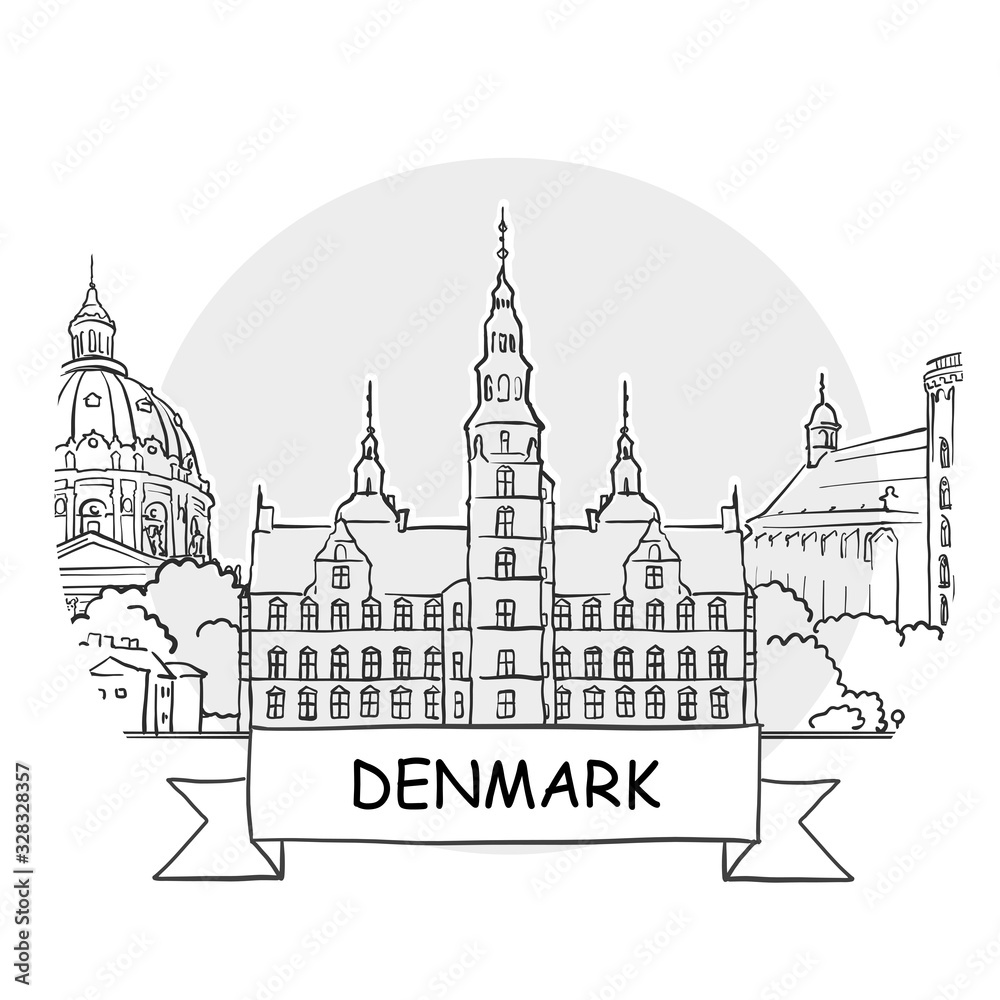 Denmark hand-drawn urban vector sign