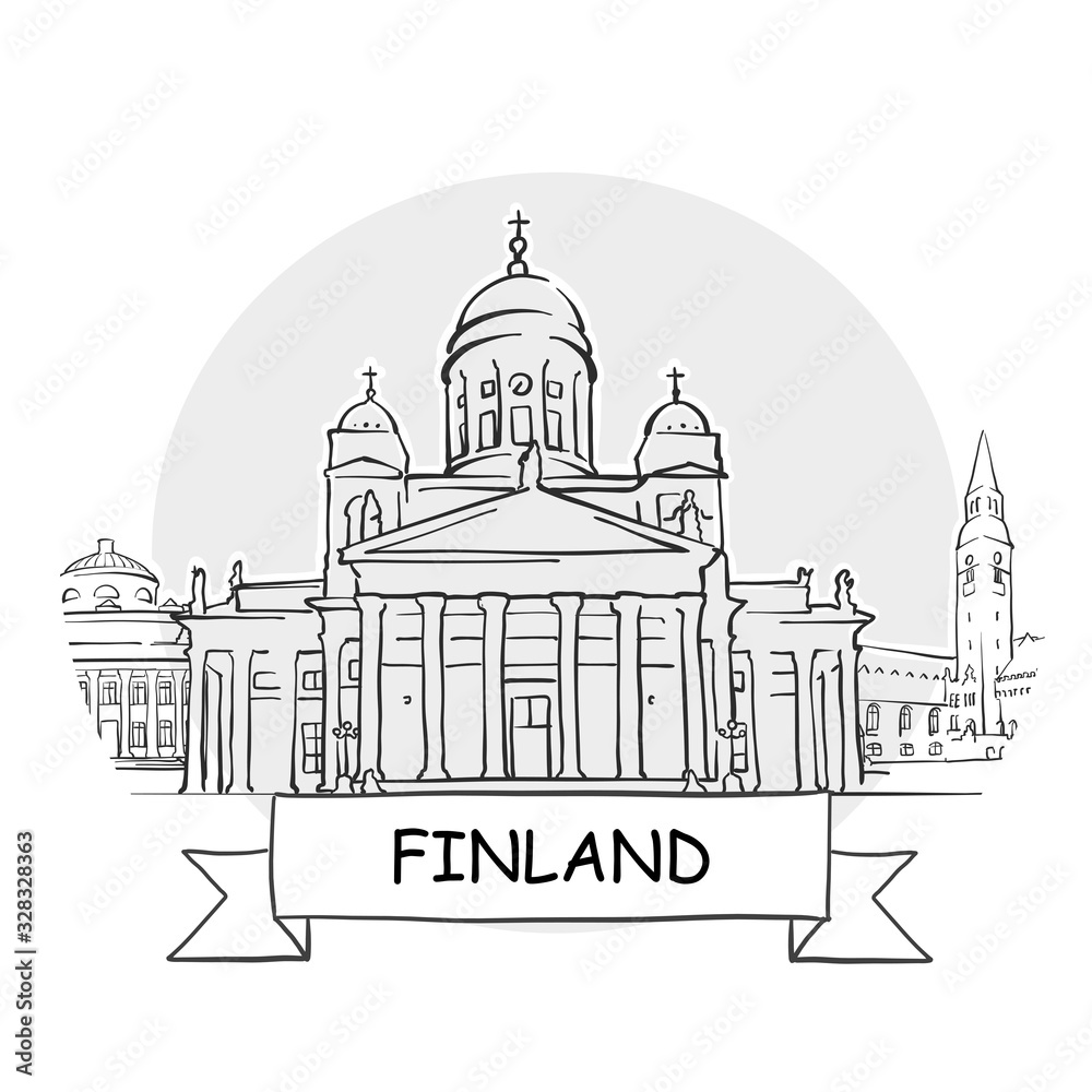 Finland hand-drawn urban vector sign