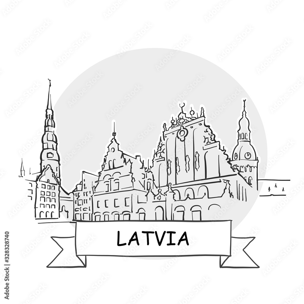 Latvia hand-drawn urban vector sign