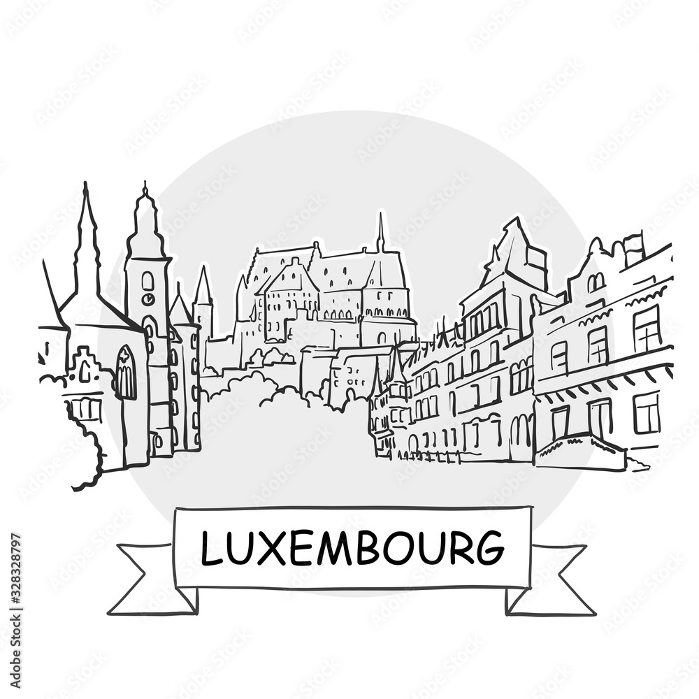Luxembourg hand-drawn urban vector sign