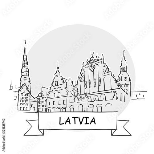 Latvia hand-drawn urban vector sign