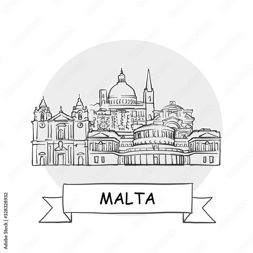 Malta hand-drawn urban vector sign