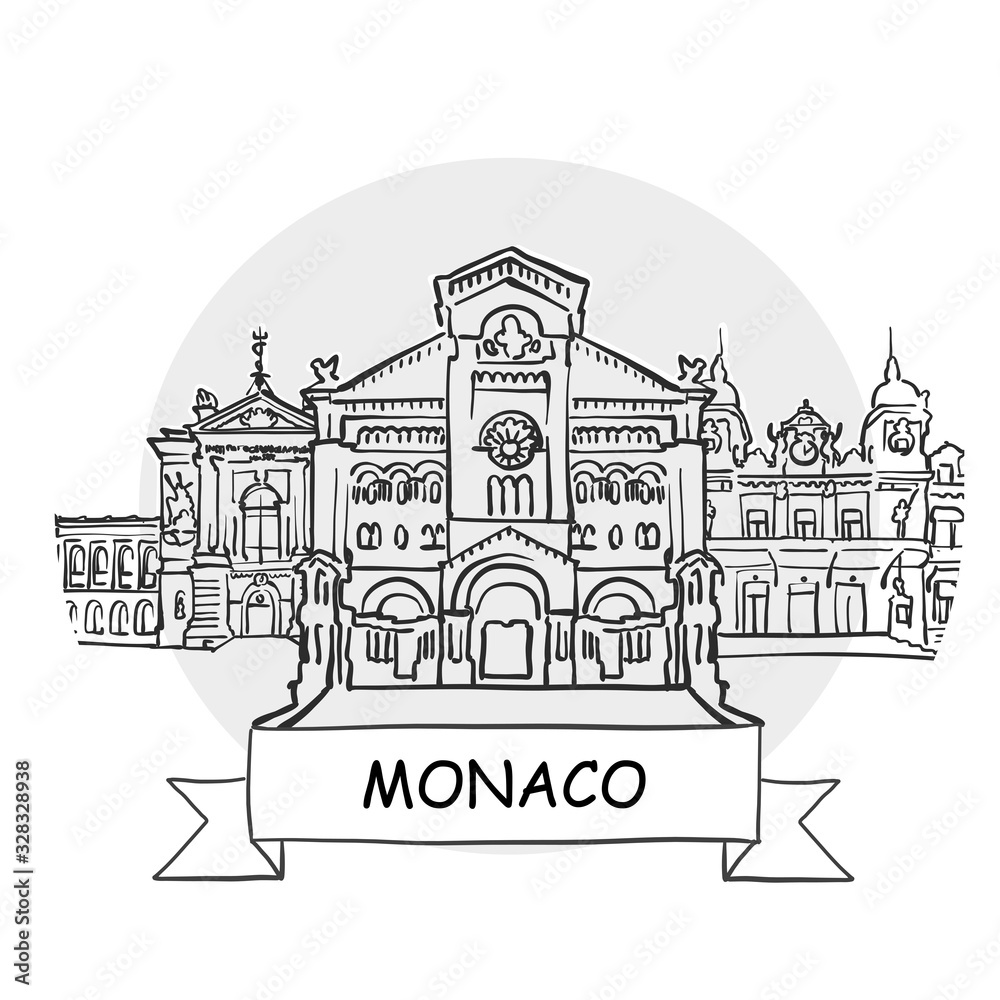 Monaco hand-drawn urban vector sign