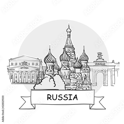 Russia hand-drawn urban vector sign