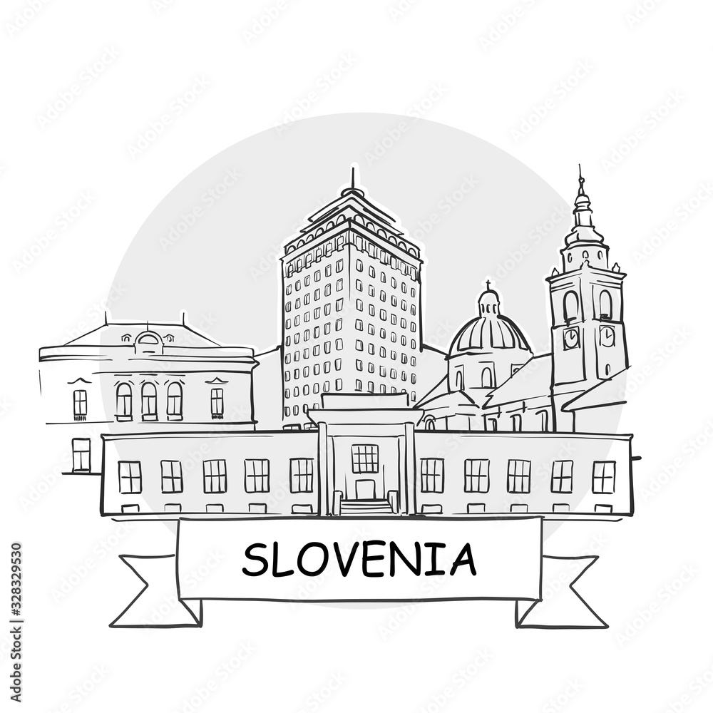 Slovenia hand-drawn urban vector sign