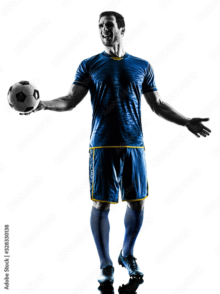 Obraz premium soccer player man silhouette isolated