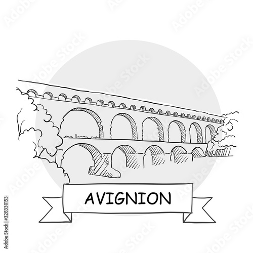 Avignion hand-drawn urban vector sign