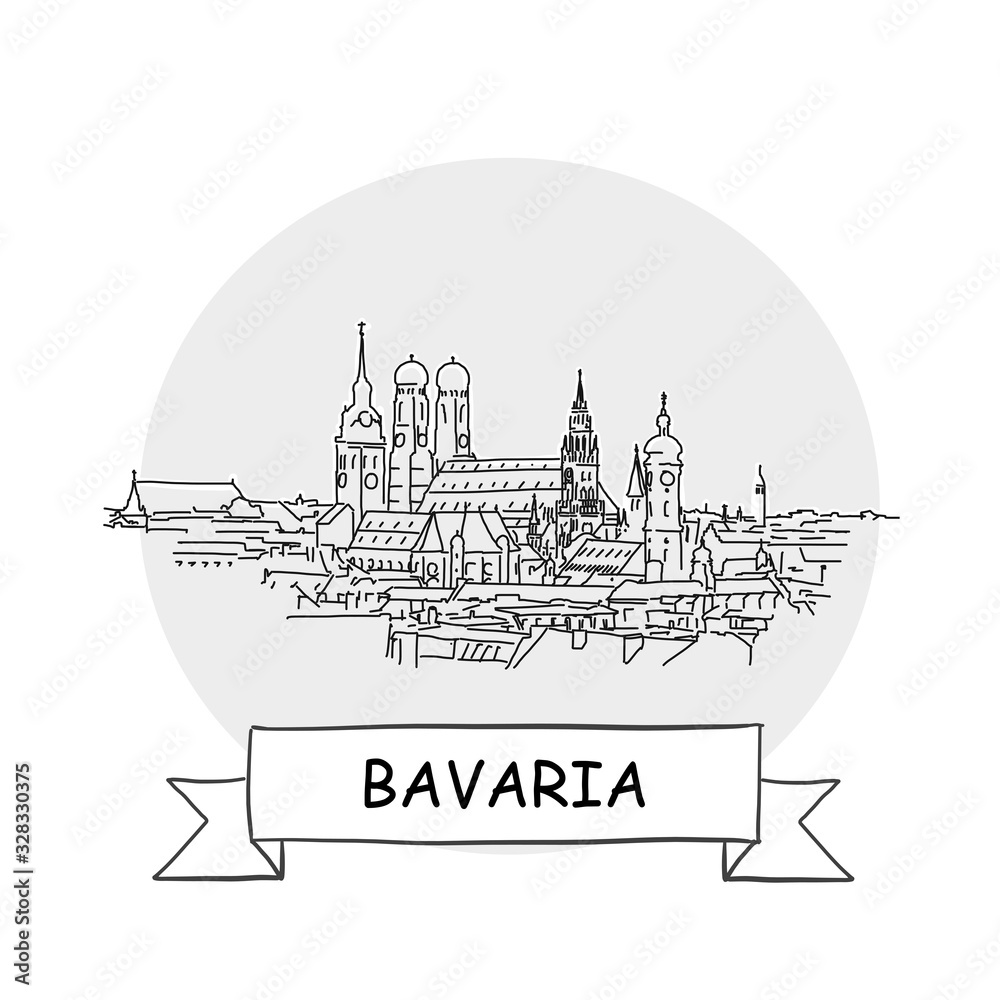 Fotografie Bavaria hand-drawn urban vector sign