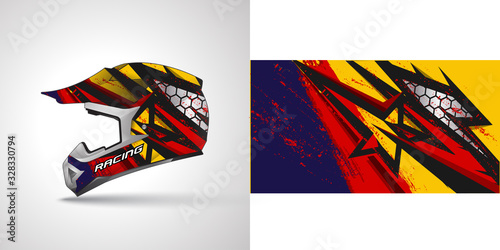 Racing helmet wrap decal and vinyl sticker design illustration.