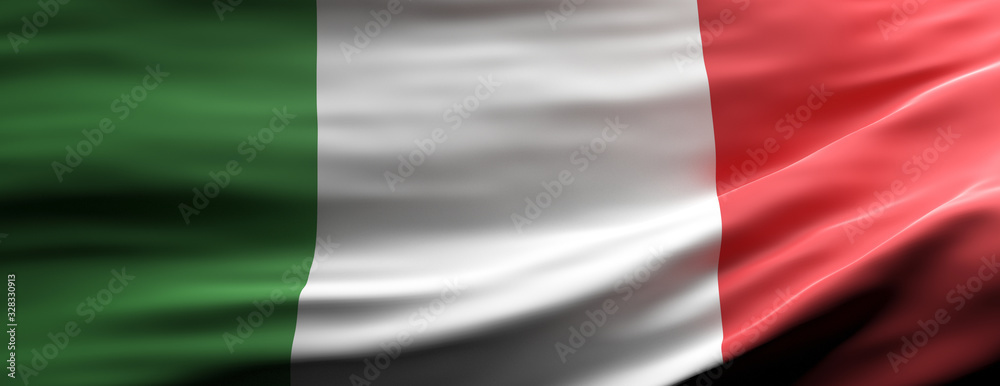 Italy national flag waving texture background. 3d illustration