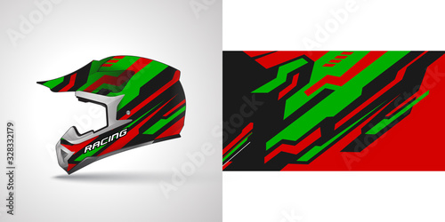 Racing helmet wrap decal and vinyl sticker design illustration.