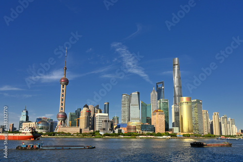 Modern architectural complex along the Huangpu River in Shanghai  China
