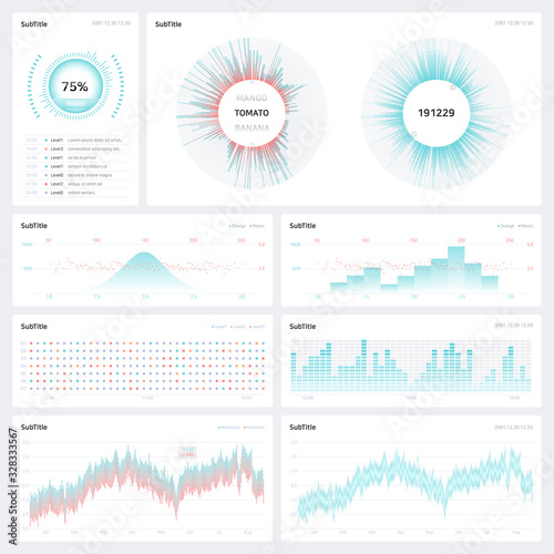 Colorful dashboard design reflects data changing over time