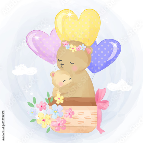 motherhood illustration, animal clipart, baby shower decoration, woodland illustration.