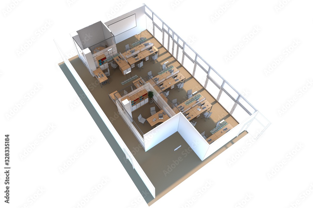 office, interior visualization, 3D illustration office, interior visualization, 3D illustration