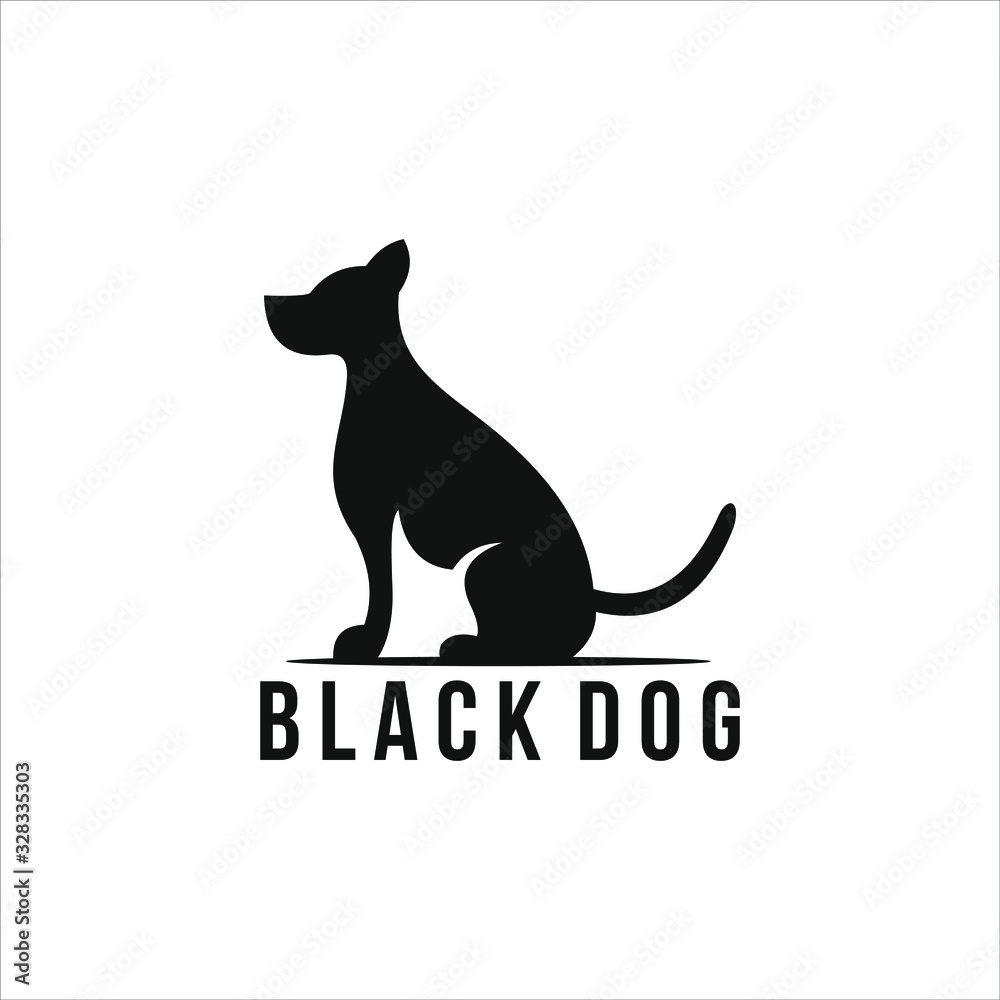 creative black dog parenting vector logo design
