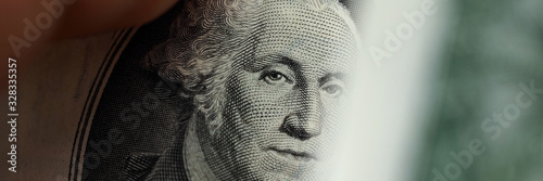 Close up element banknote with george washington photo