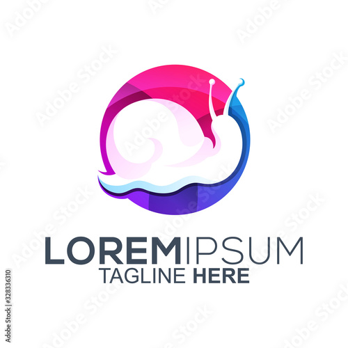 colorful snail logo design vector