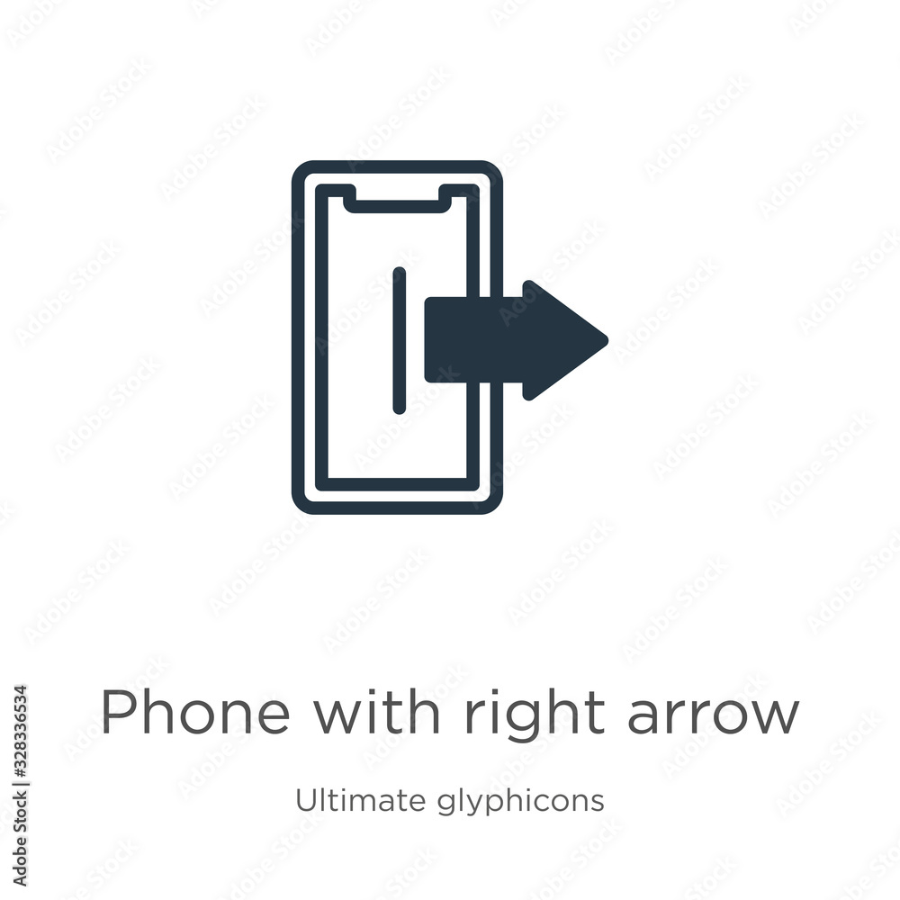 Phone with right arrow icon vector. Trendy flat phone with right arrow icon from ultimate glyphicons collection isolated on white background. Vector illustration can be used for web and mobile graphic Phone with right arrow icon vector. Trendy flat phone with right arrow icon from ultimate glyphicons collection isolated on white background. Vector illustration can be used for web and mobile graphic