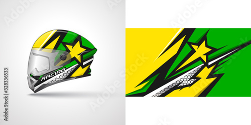 Racing helmet wrap decal and vinyl sticker design illustration.