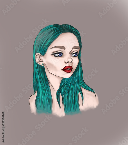  girl with green hair
