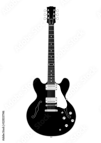Electric guitar. Black & white versions. High quality details.