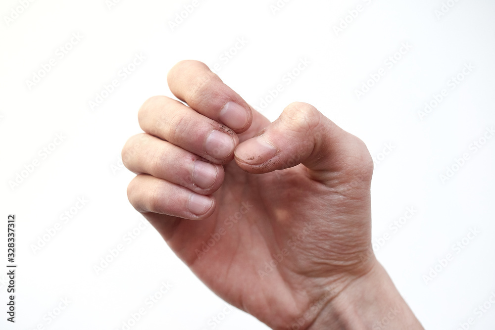dirty hand isolated on white background dirty hand isolated on white background