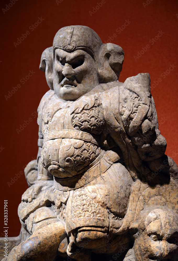 Close up of Bodhisattva statue head in Chinese Buddhist temple Close up of Bodhisattva statue head in Chinese Buddhist temple