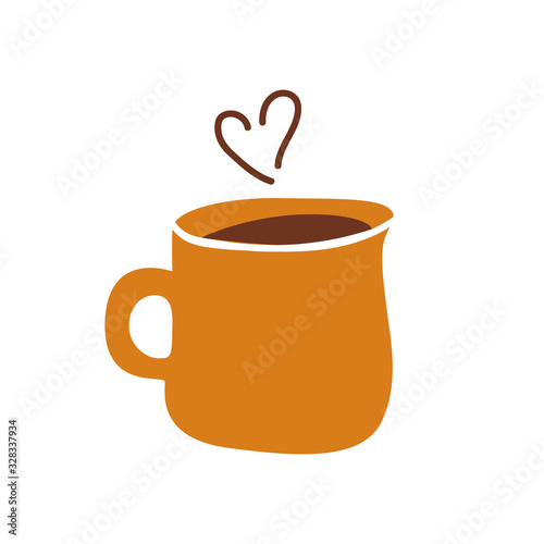 Ceramic mug icon in flat cartoon style. Vector illustration