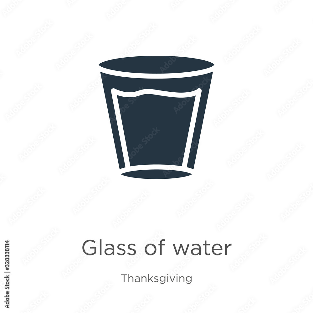 Glass of water icon vector. Trendy flat glass of water icon from thanksgiving collection isolated on white background. Vector illustration can be used for web and mobile graphic design, logo, eps10 Glass of water icon vector. Trendy flat glass of water icon from thanksgiving collection isolated on white background. Vector illustration can be used for web and mobile graphic design, logo, eps10