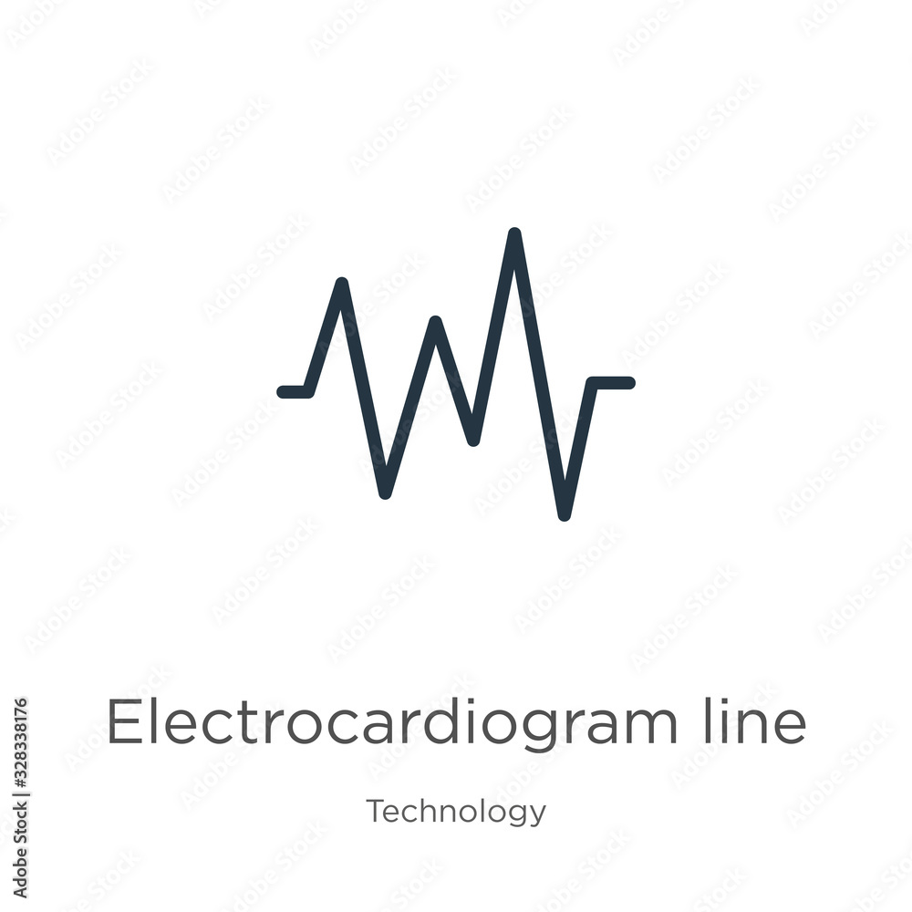 Electrocardiogram line icon vector. Trendy flat electrocardiogram line icon from technology collection isolated on white background. Vector illustration can be used for web and mobile graphic design, Electrocardiogram line icon vector. Trendy flat electrocardiogram line icon from technology collection isolated on white background. Vector illustration can be used for web and mobile graphic design,